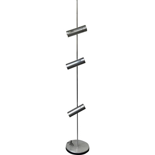 Vintage aluminium en chromen vloerlamp van Alain Richard voor Disderot, jaren 1960