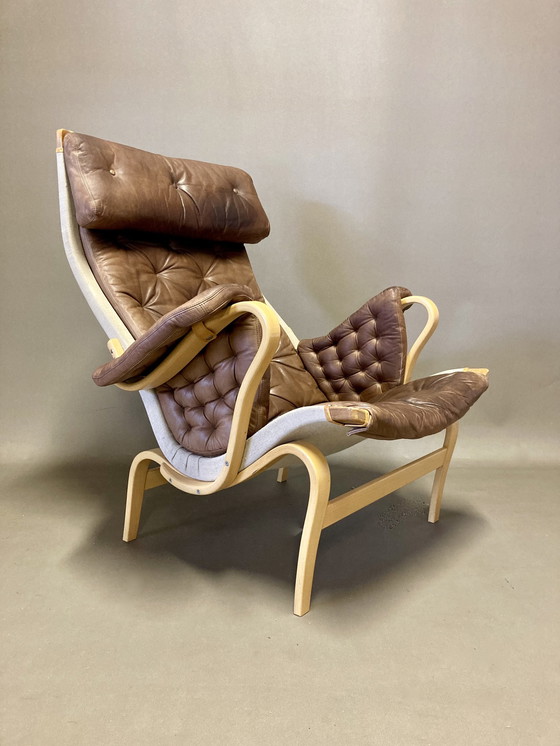 Image 1 of Fauteuil "Pernilla" Leer "Bruno Mathsson" 1960.