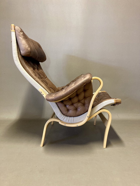 Image 1 of Fauteuil "Pernilla" Leer "Bruno Mathsson" 1960.