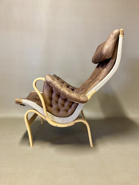 Image 1 of Fauteuil "Pernilla" Leer "Bruno Mathsson" 1960.