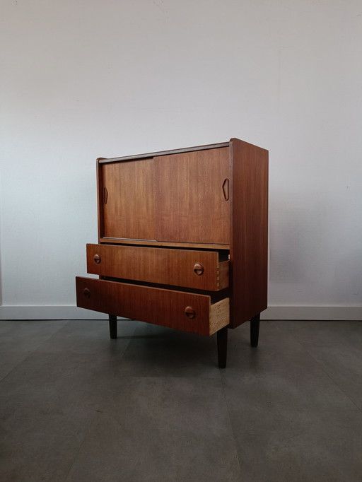 Vintage Deense Wandkast/Highboard In Teak