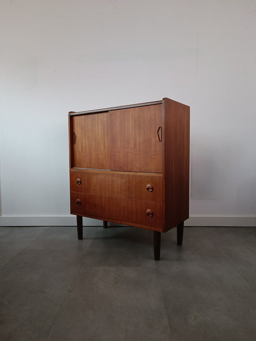 Vintage Deense Wandkast/Highboard In Teak