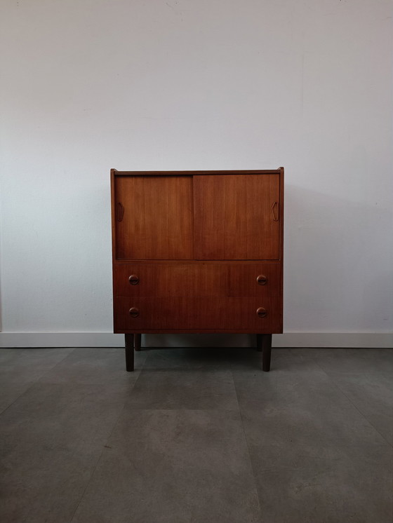 Image 1 of Vintage Deense Wandkast/Highboard In Teak