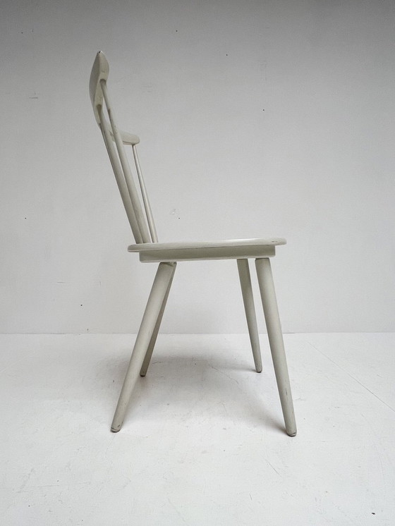 Image 1 of Set Witte Vintage Spijltjesstoelen, 1970’S