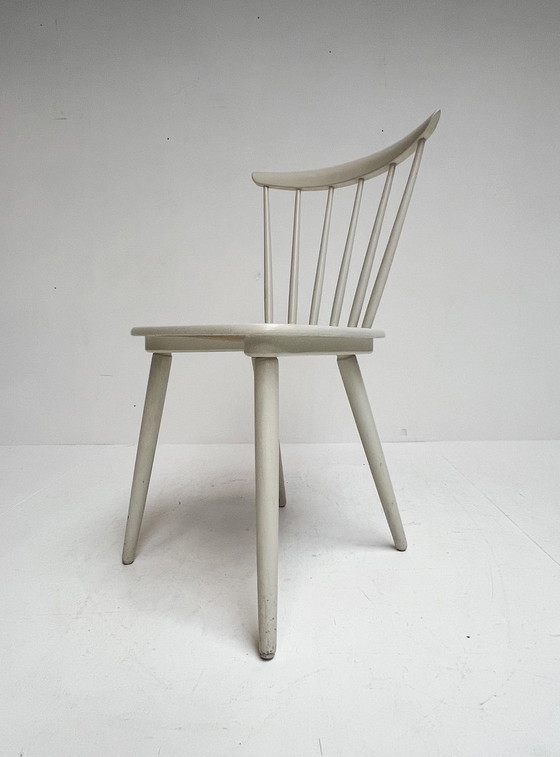 Image 1 of Set Witte Vintage Spijltjesstoelen, 1970’S