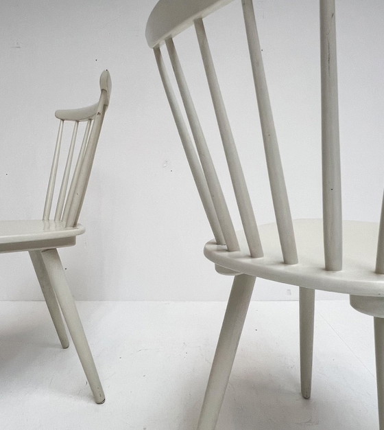 Image 1 of Set Witte Vintage Spijltjesstoelen, 1970’S