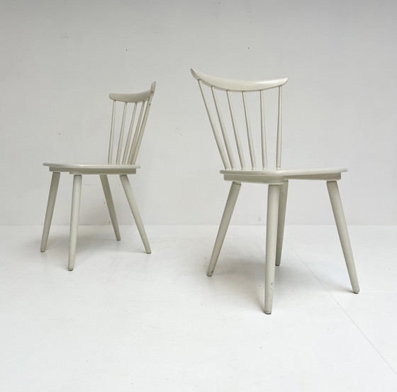 Image 1 of Set Witte Vintage Spijltjesstoelen, 1970’S