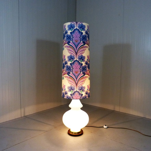 Grote glazen vloerlamp met bloemenkap 1960’s