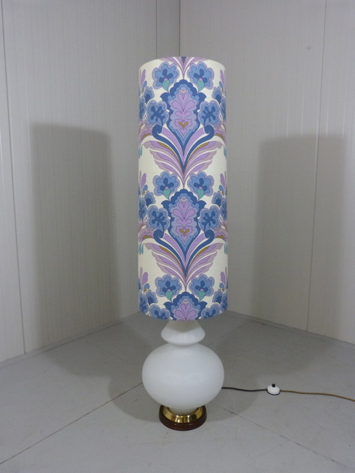 Grote glazen vloerlamp met bloemenkap 1960’s