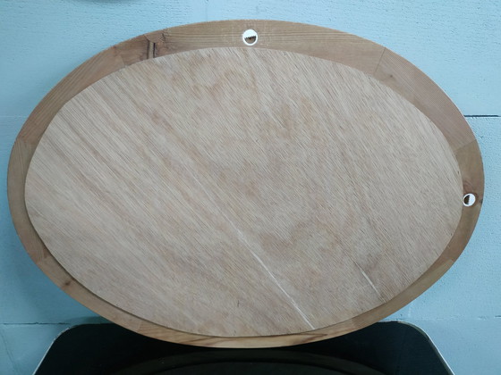 Image 1 of Vintage Ovalen Eikenhouten Facet Geslepen Spiegel 