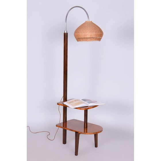Image 1 of Vintage walnoten Art Deco vloerlamp door J. Halabala voor UP Závody, Tsjechië 1930