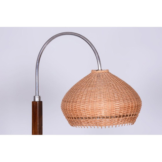 Image 1 of Vintage walnoten Art Deco vloerlamp door J. Halabala voor UP Závody, Tsjechië 1930