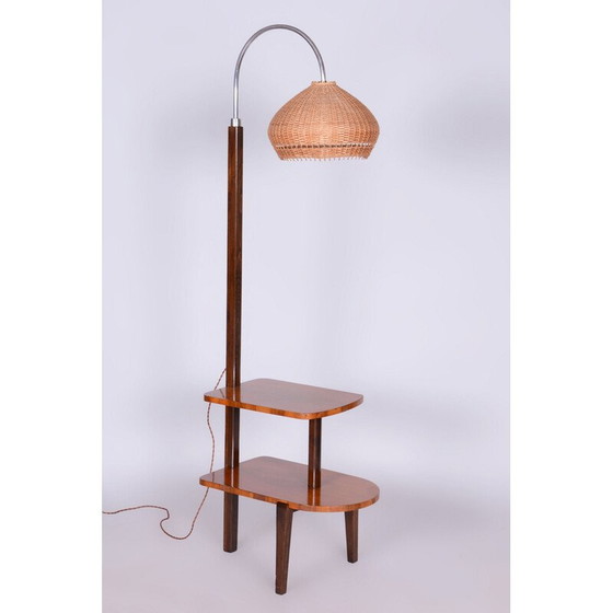 Image 1 of Vintage walnoten Art Deco vloerlamp door J. Halabala voor UP Závody, Tsjechië 1930