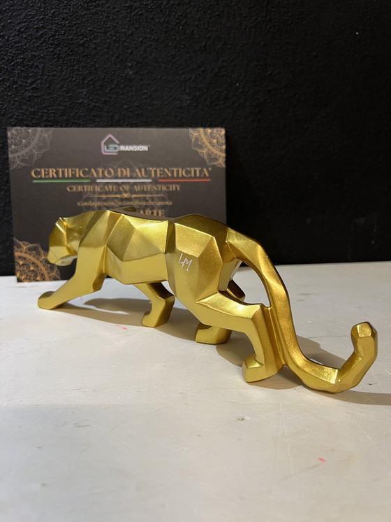 Image 1 of "Gouden Panter" Geometrische Kunst Sculptuur Home Decore