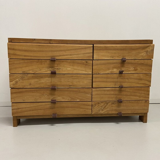 Image 1 of Vintage massief iepenhouten highboard, Frankrijk 1970