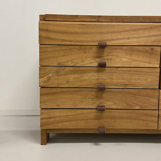 Image 1 of Vintage massief iepenhouten highboard, Frankrijk 1970