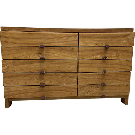 Image 1 of Vintage massief iepenhouten highboard, Frankrijk 1970