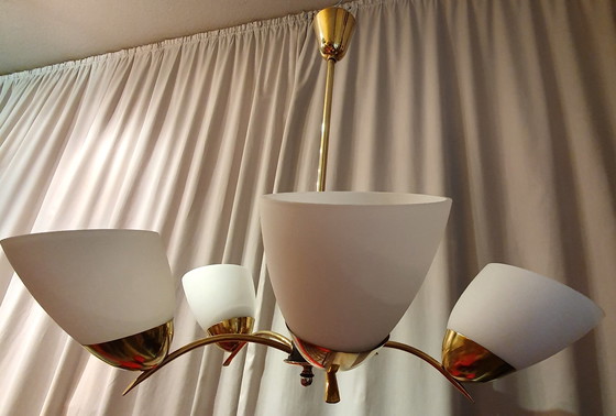 Image 1 of Vintage plafondlamp met 5 armen