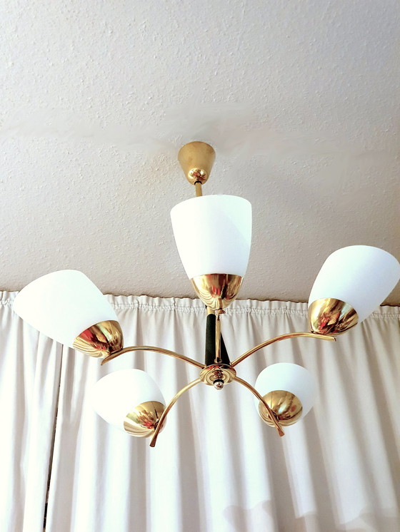 Image 1 of Vintage plafondlamp met 5 armen