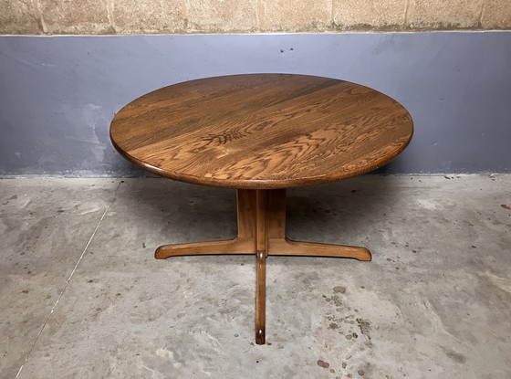 Image 1 of Ronde Vintage Tafel Massief Eiken Seventies