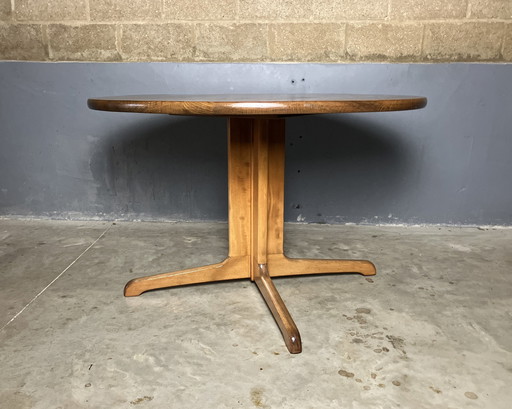 Ronde Vintage Tafel Massief Eiken Seventies