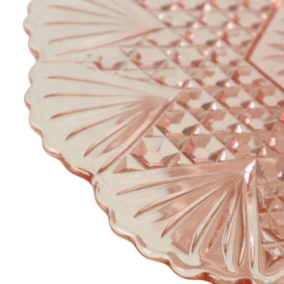 Image 1 of Roze Taartschaal Depression Glass