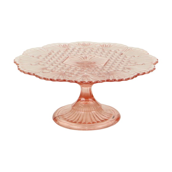 Image 1 of Roze Taartschaal Depression Glass