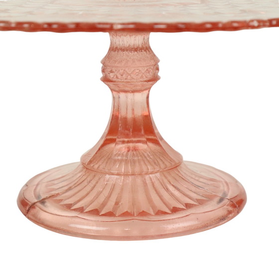 Image 1 of Roze Taartschaal Depression Glass