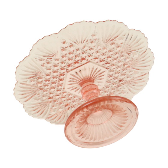 Image 1 of Roze Taartschaal Depression Glass