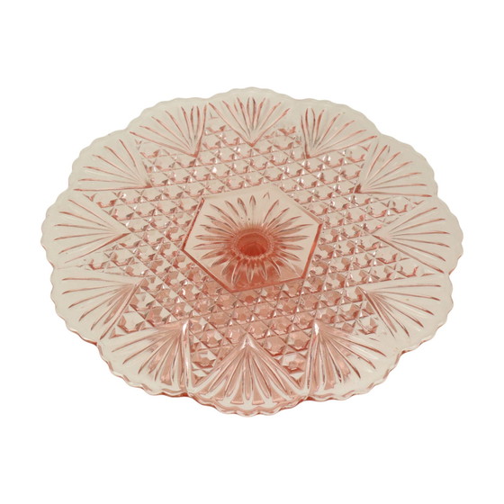 Image 1 of Roze Taartschaal Depression Glass