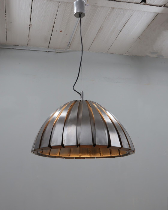 Image 1 of Calotta Stalen Hanglamp Martinelli Luce 1960S