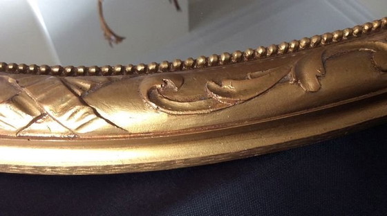 Image 1 of Grote barokspiegel - ovale boog - houtsnijwerk - hars - 1960