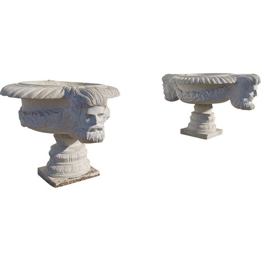 Paar vintage Carrara marmeren waskommen, 1920