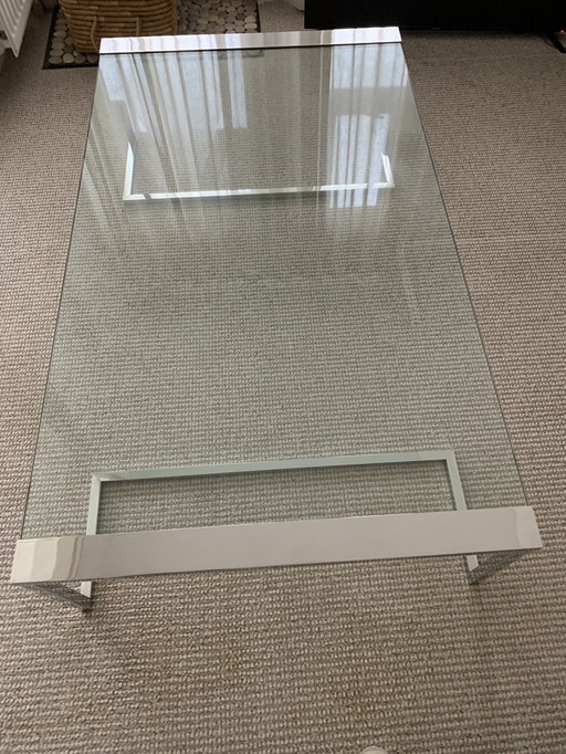 Salontafel Glas Onderstel Chroom 