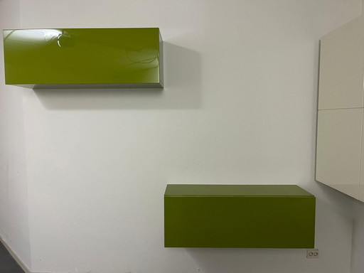 2X Hulsta Lilac - Wandmeubel - Groen - Hoogglans - Design