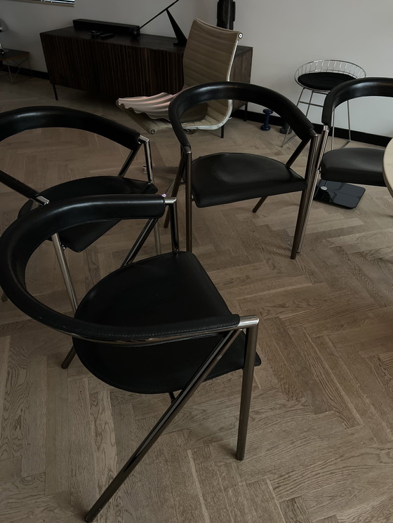 Image 1 of 4x Arrben Italy leren stoelen