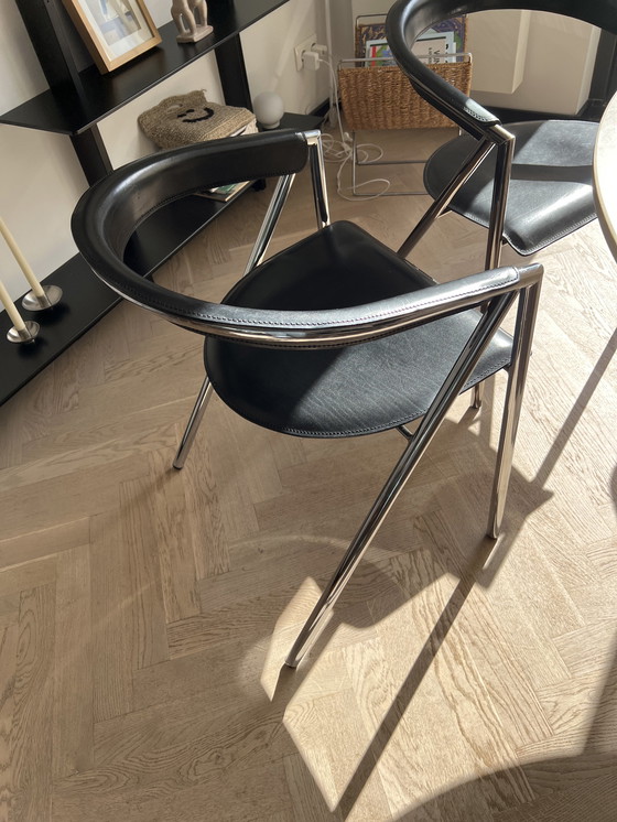 Image 1 of 4x Arrben Italy leren stoelen