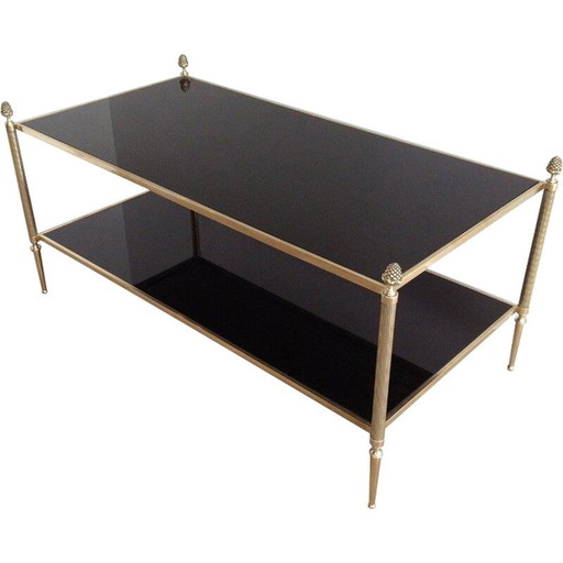 Vintage bronzen en messing salontafel voor Maison Baguès, Frankrijk 1940