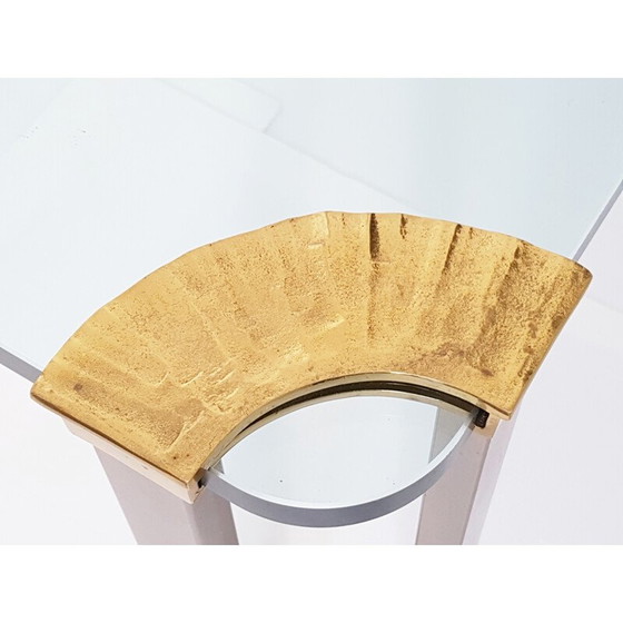 Image 1 of Vintage salontafel van messing, staal en glas, 1970
