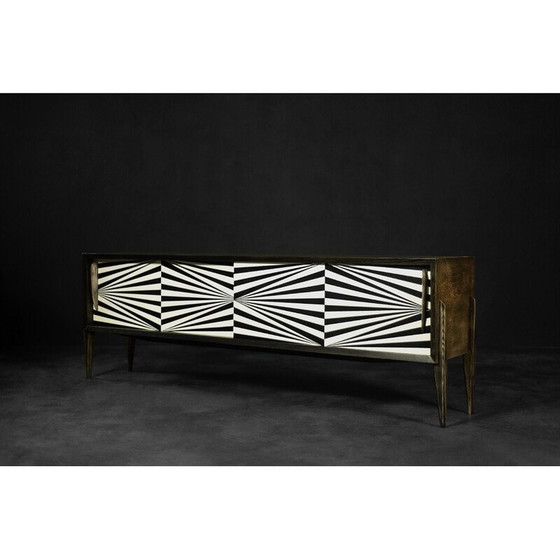 Image 1 of Scandinavisch vintage dressoir van berkenhout met Op-Art patroon, 1960