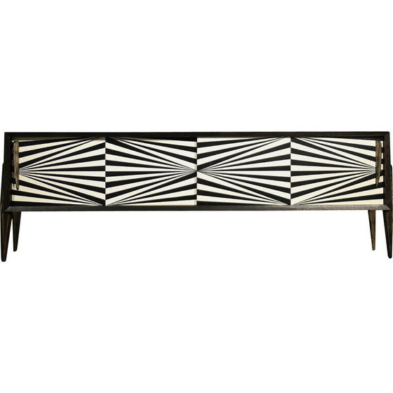 Image 1 of Scandinavisch vintage dressoir van berkenhout met Op-Art patroon, 1960