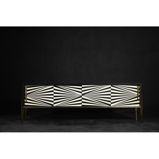 Image 1 of Scandinavisch vintage dressoir van berkenhout met Op-Art patroon, 1960