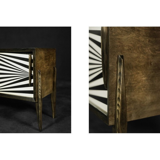 Image 1 of Scandinavisch vintage dressoir van berkenhout met Op-Art patroon, 1960