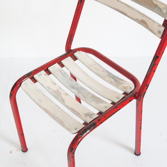 Image 1 of Set van 4 vintage stoelen van ijzer en hout, Frankrijk 1950