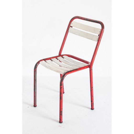 Image 1 of Set van 4 vintage stoelen van ijzer en hout, Frankrijk 1950