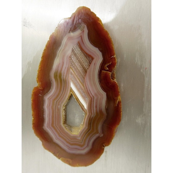 Image 1 of Vintage vloerlamp in geborsteld chroom, messing en agaat, jaren 1980