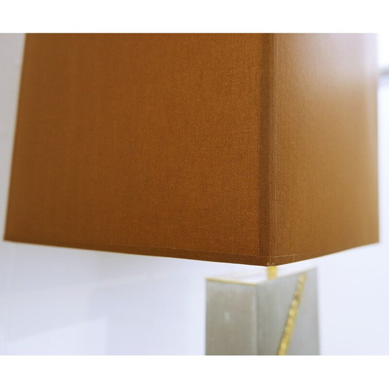 Image 1 of Vintage vloerlamp in geborsteld chroom, messing en agaat, jaren 1980