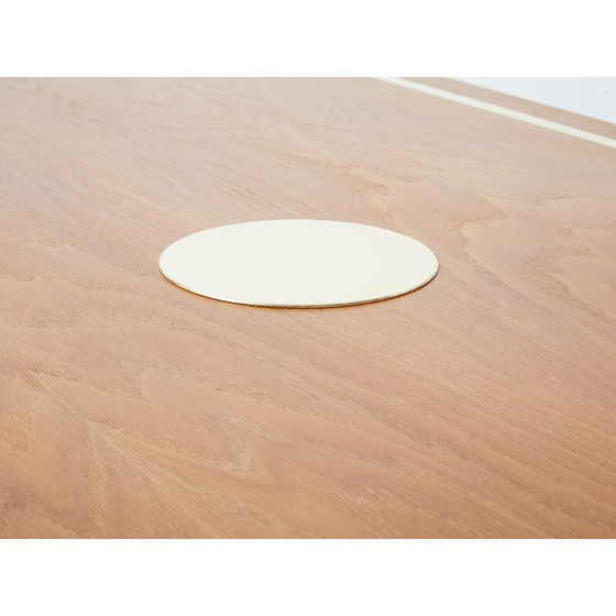 Image 1 of Vintage eettafel in gekalkt eikenhout en messing van Tommaso Barbi, Italië 1970