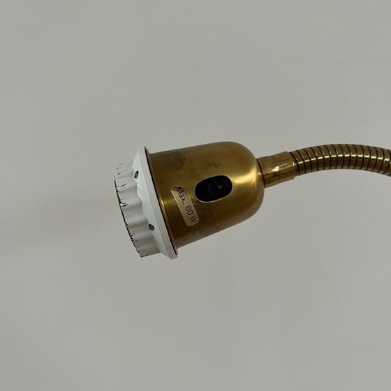 Image 1 of Vintage deense koperen en lederen vloerlamp, Denemarken 1960