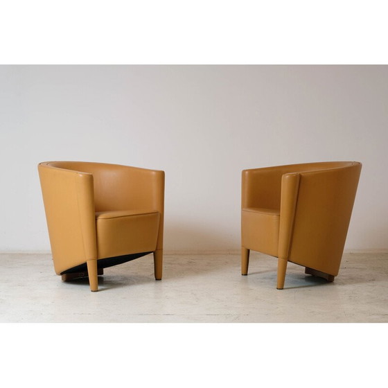 Image 1 of Paar vintage "Rich" leren fauteuils van Antonio Citterio voor Moroso, 1989